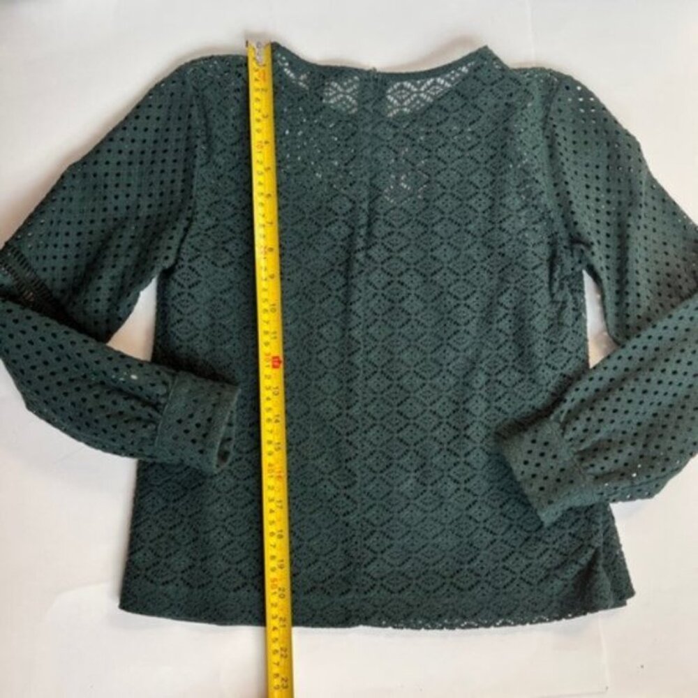 Banana Republic dark  green lace  mesh blouse top with attached camisole - Picture 3 of 8